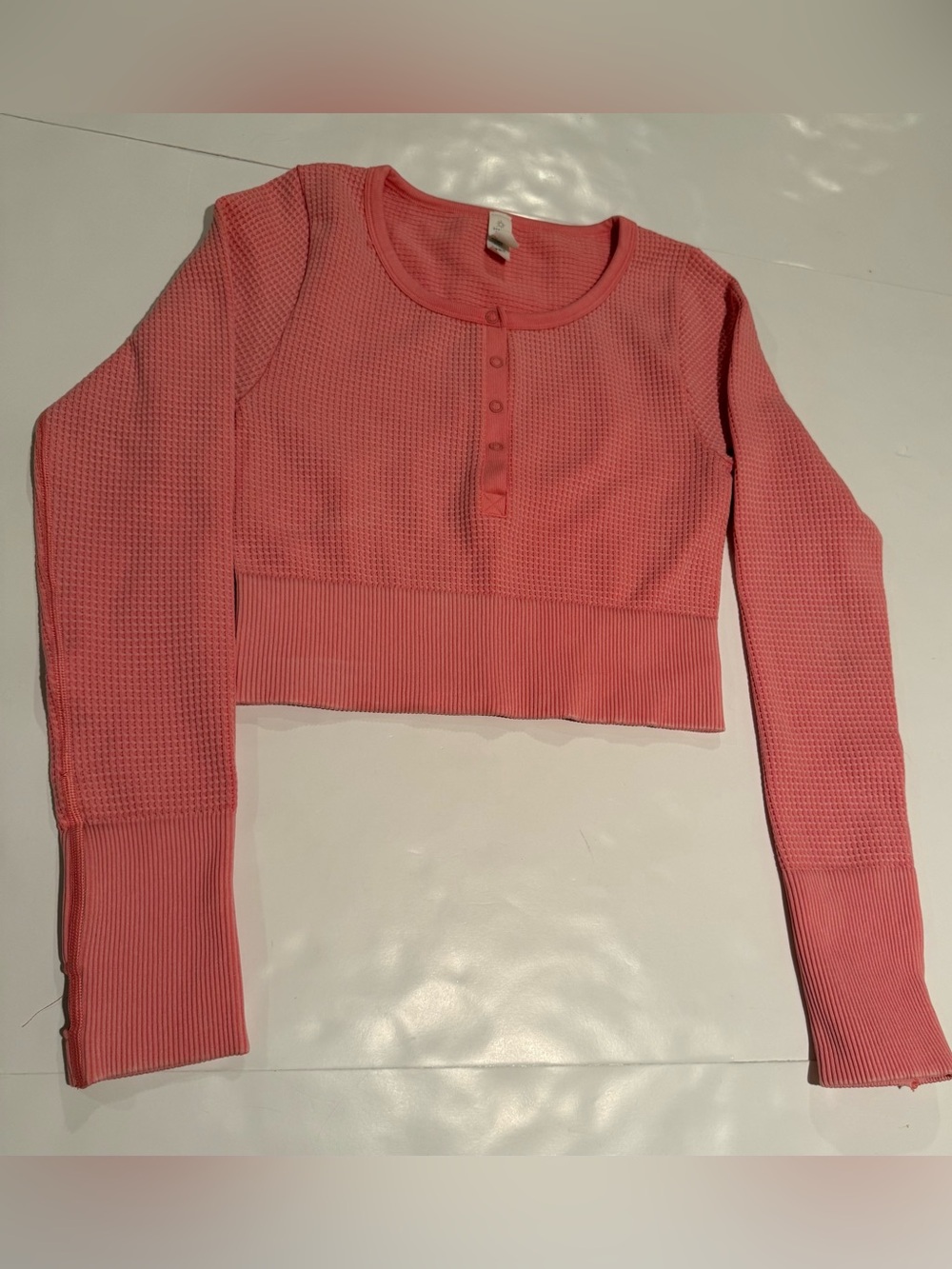 Offline by aerie Pink Waffle-Knit Henley Top